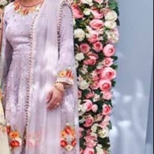 Floral Embroidery Frock Gharara Suit